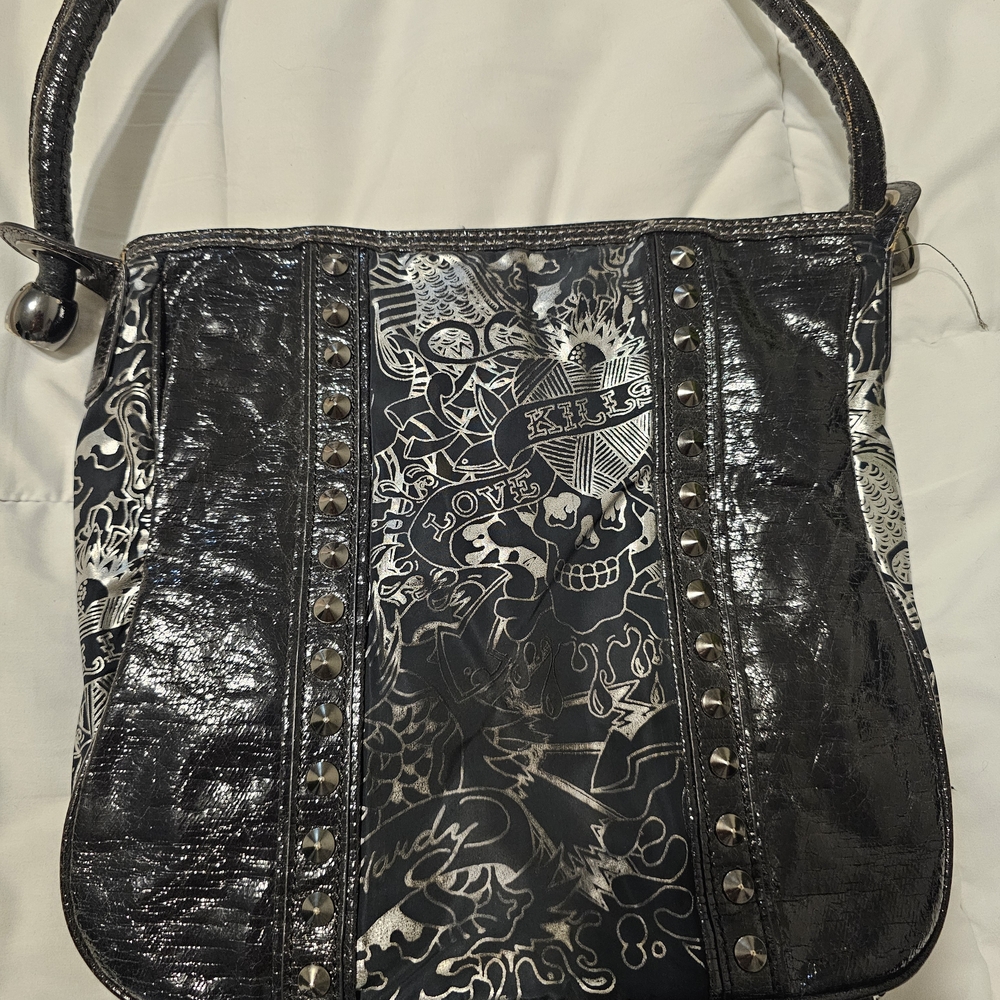 Vintage Ed Hardy Black Graphic Women's Bag